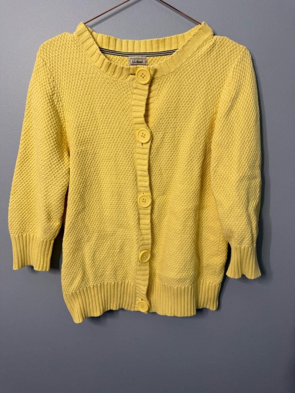 Vintage L.L. Bean Bright Yellow Button-Front Knit Cardigan